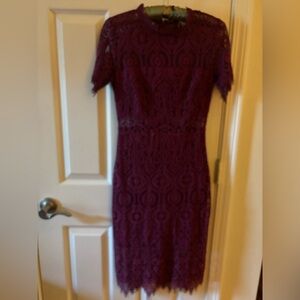 Miami burgundy lace short sleeve midi dress size XS